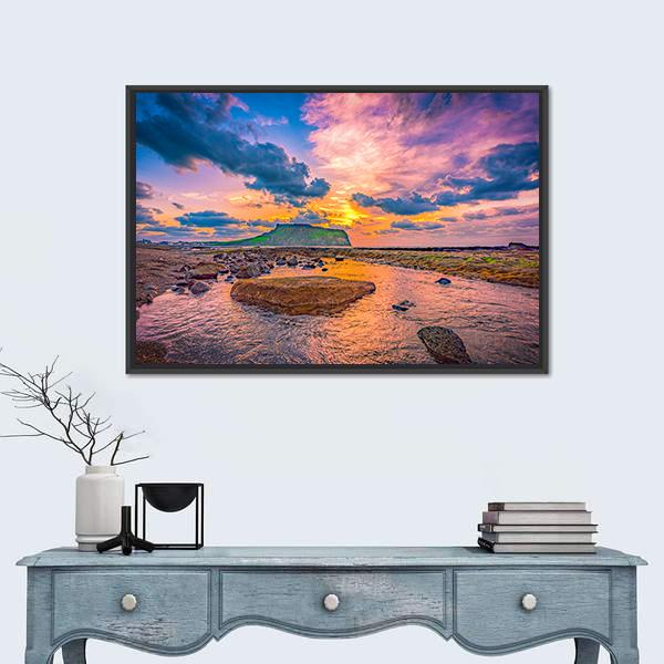 Sunrise At Jeju Island South Korea Panoramic Canvas Wall Art-1 Piece-36" x 12"-Tiaracle