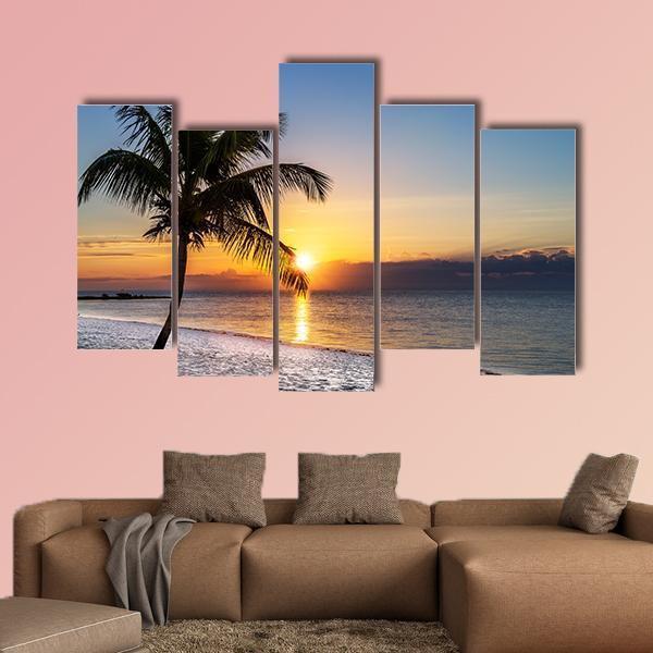Sunrise At Key West In Florida USA Canvas Wall Art-5 Pop-Gallery Wrap-47&quot; x 32&quot;-Tiaracle