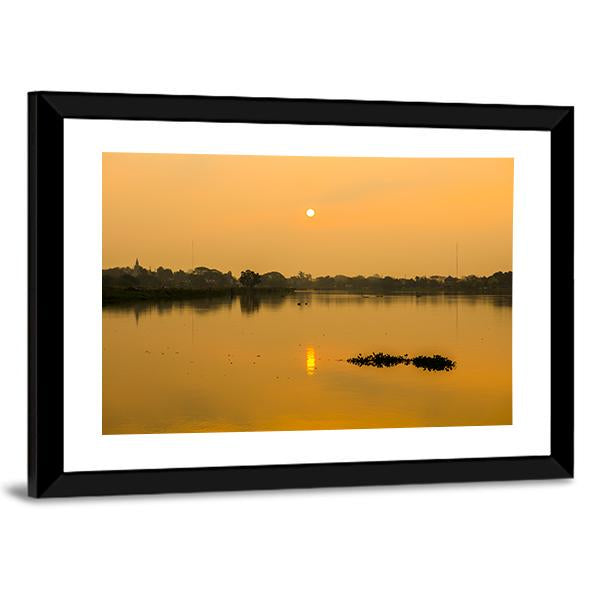 Sunrise At Kwan Phayao Lake Canvas Wall Art-3 Horizontal-Gallery Wrap-25" x 16"-Tiaracle