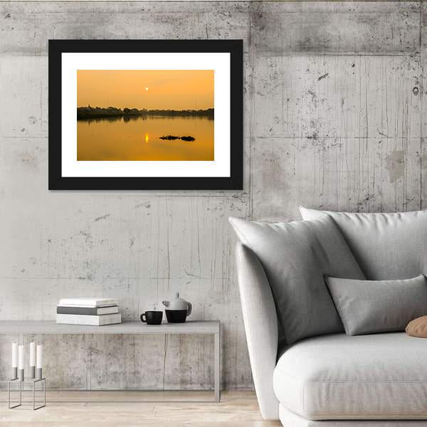 Sunrise At Kwan Phayao Lake Canvas Wall Art-3 Horizontal-Gallery Wrap-25" x 16"-Tiaracle