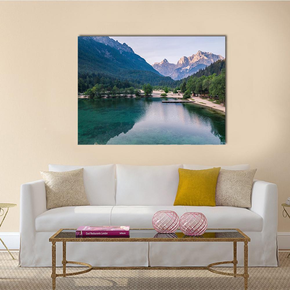 Sunrise At Lake Jasna With Mounatins Canvas Wall Art-1 Piece-Gallery Wrap-48" x 32"-Tiaracle