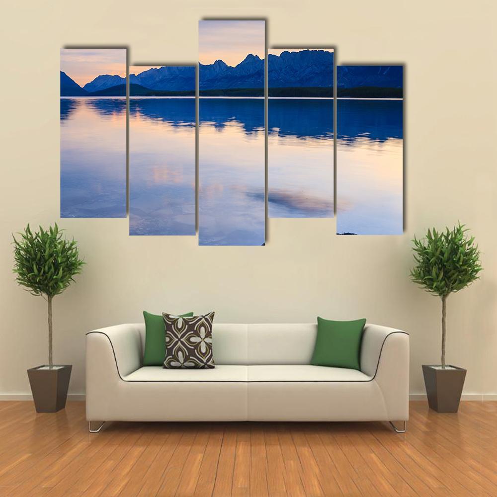 Sunrise At Lower Kananaskis Lake Canvas Wall Art-5 Pop-Gallery Wrap-47" x 32"-Tiaracle