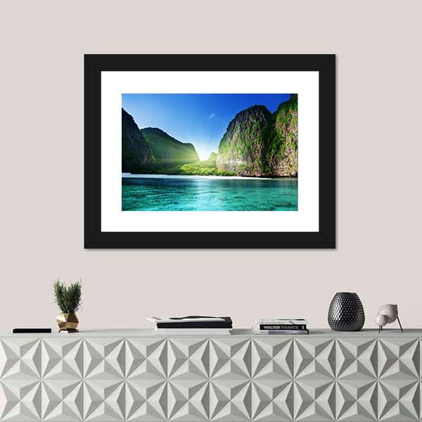 Sunrise At Maya Bay Canvas Wall Art-1 Piece-Framed Print-20" x 16"-Tiaracle
