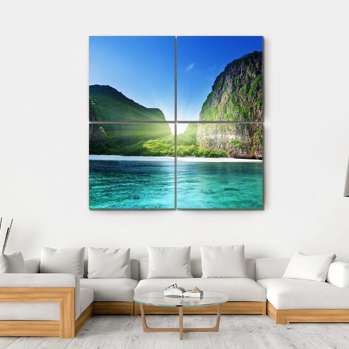 Sunrise At Maya Bay Canvas Wall Art-4 Square-Gallery Wrap-17" x 17"-Tiaracle