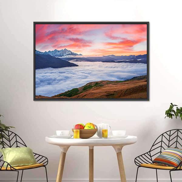 Sunrise At Mt Tetnuld Canvas Wall Art-3 Horizontal-Gallery Wrap-25" x 16"-Tiaracle