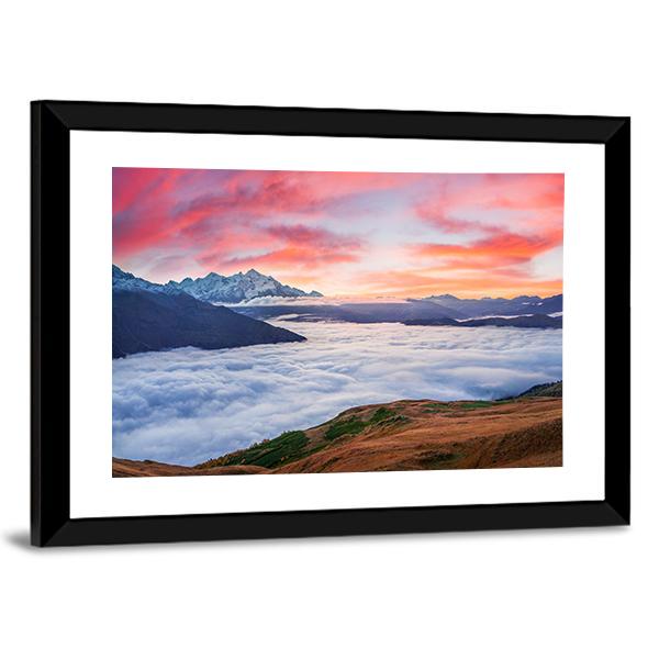 Sunrise At Mt Tetnuld Canvas Wall Art-3 Horizontal-Gallery Wrap-25" x 16"-Tiaracle