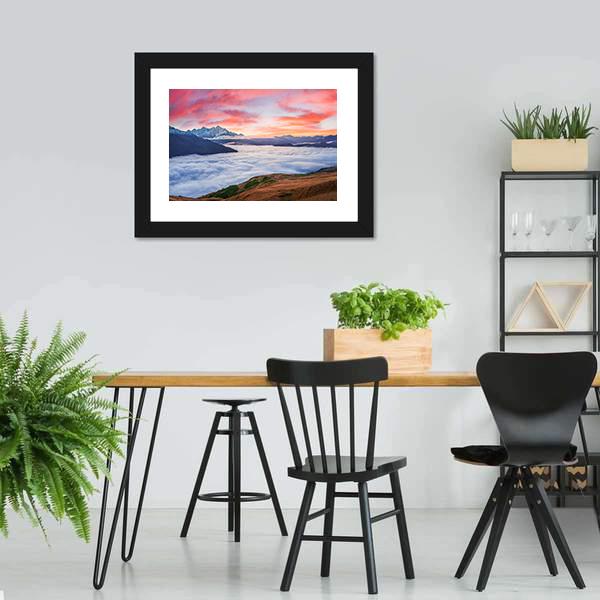 Sunrise At Mt Tetnuld Canvas Wall Art-3 Horizontal-Gallery Wrap-25" x 16"-Tiaracle