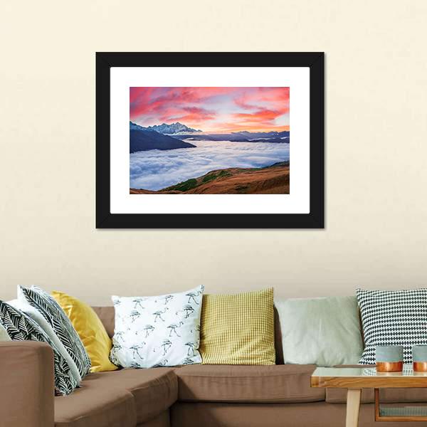 Sunrise At Mt Tetnuld Canvas Wall Art-3 Horizontal-Gallery Wrap-25" x 16"-Tiaracle