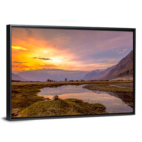 Sunrise At Nubra Valley Canvas Wall Art-3 Horizontal-Gallery Wrap-25" x 16"-Tiaracle