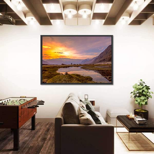 Sunrise At Nubra Valley Canvas Wall Art-3 Horizontal-Gallery Wrap-25" x 16"-Tiaracle