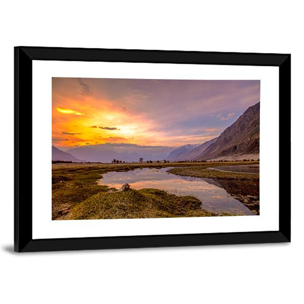 Sunrise At Nubra Valley Canvas Wall Art-3 Horizontal-Gallery Wrap-25" x 16"-Tiaracle