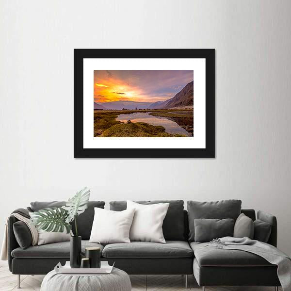 Sunrise At Nubra Valley Canvas Wall Art-3 Horizontal-Gallery Wrap-25" x 16"-Tiaracle