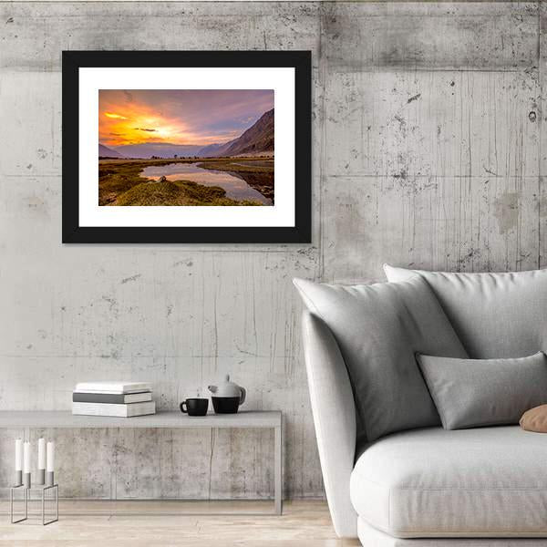 Sunrise At Nubra Valley Canvas Wall Art-3 Horizontal-Gallery Wrap-25" x 16"-Tiaracle