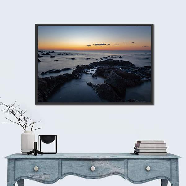 Sunrise At Palmasera Beach Panoramic Canvas Wall Art-1 Piece-36" x 12"-Tiaracle