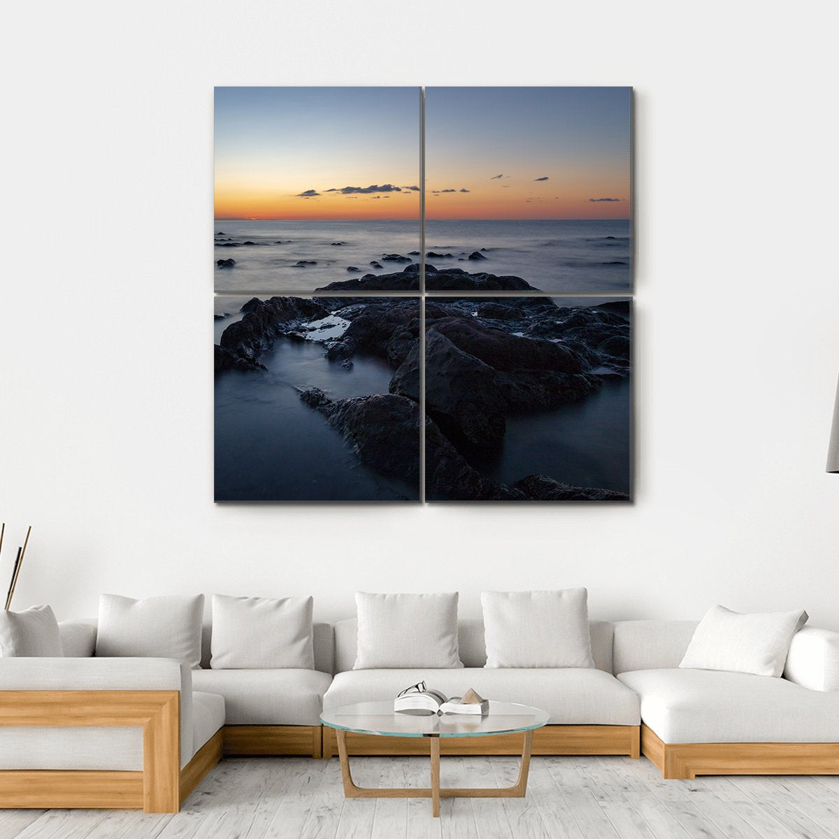 Sunrise At Palmasera Beach Canvas Wall Art-4 Square-Gallery Wrap-17" x 17"-Tiaracle