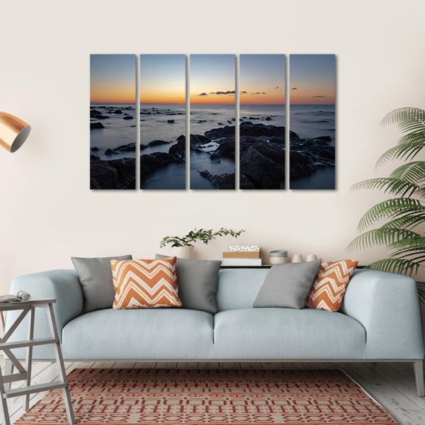 Sunrise At Palmasera Beach Canvas Wall Art-5 Horizontal-Gallery Wrap-22" x 12"-Tiaracle