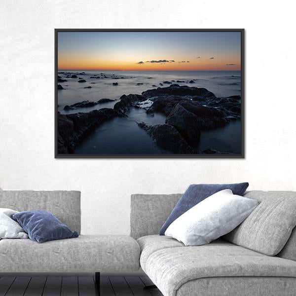 Sunrise At Palmasera Beach Canvas Wall Art-1 Piece-Floating Frame-24" x 16"-Tiaracle