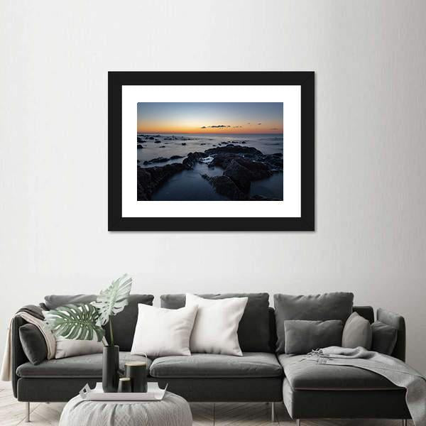 Sunrise At Palmasera Beach Canvas Wall Art-1 Piece-Framed Print-20" x 16"-Tiaracle