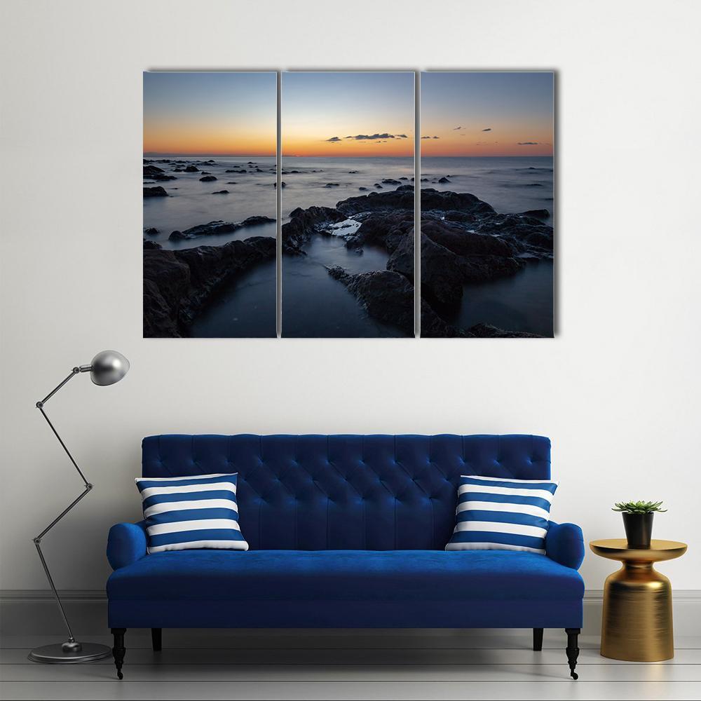 Sunrise At Palmasera Beach Canvas Wall Art-3 Horizontal-Gallery Wrap-37" x 24"-Tiaracle