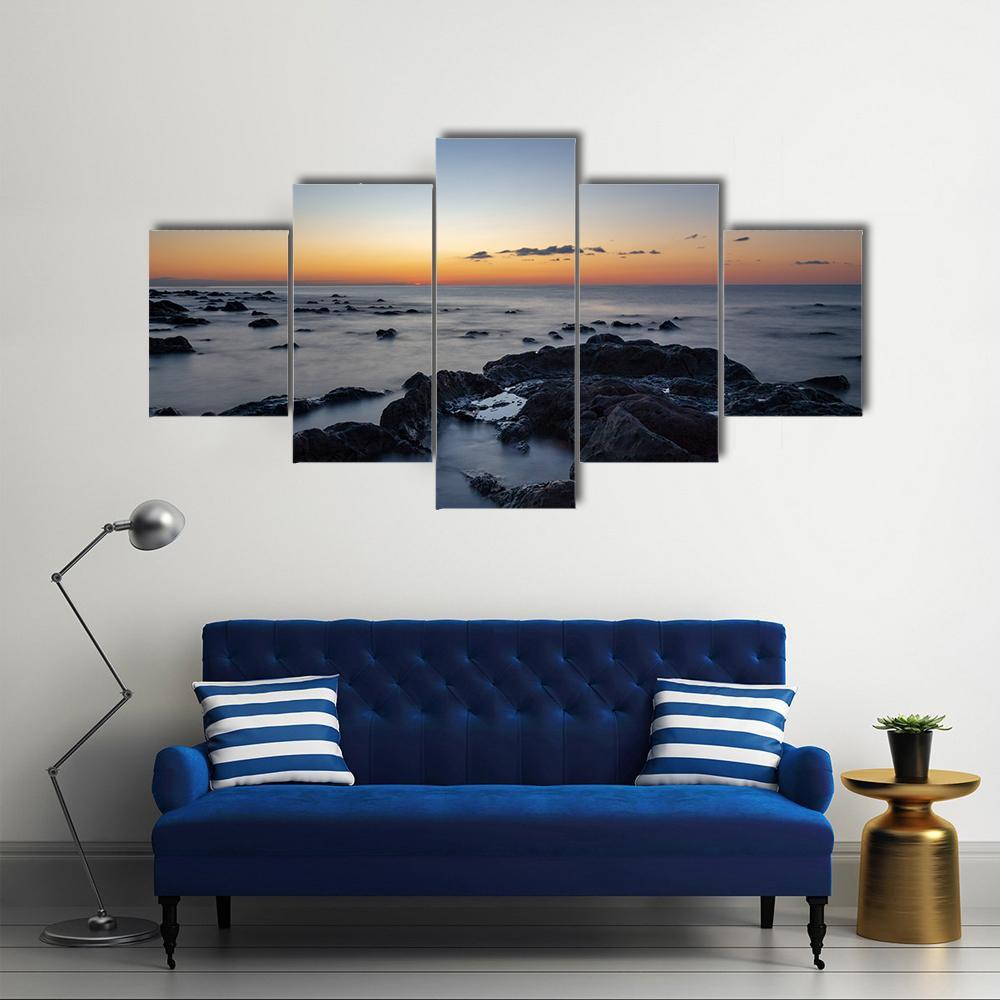 Sunrise At Palmasera Beach Canvas Wall Art-5 Star-Gallery Wrap-62" x 32"-Tiaracle