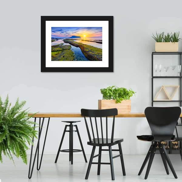 Sunrise At Seongsan Ilchulbong Canvas Wall Art-3 Horizontal-Gallery Wrap-25" x 16"-Tiaracle