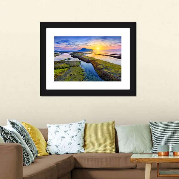 Sunrise At Seongsan Ilchulbong Canvas Wall Art-3 Horizontal-Gallery Wrap-25" x 16"-Tiaracle