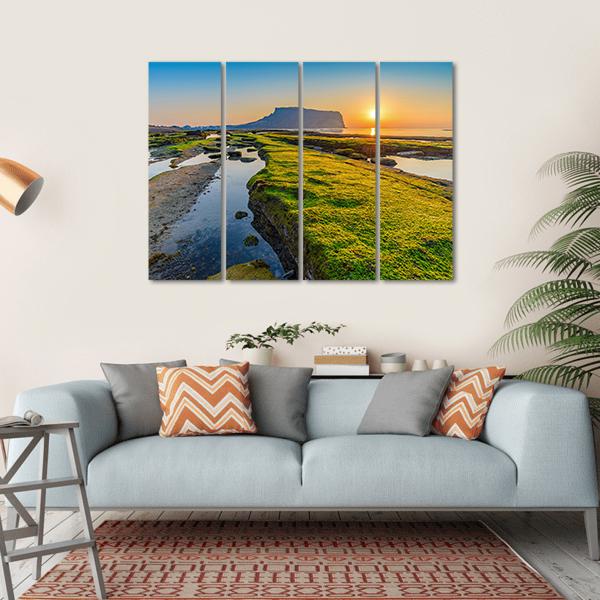 Sunrise At Seongsan Ilchulbong In South Korea Canvas Wall Art-4 Horizontal-Gallery Wrap-34" x 24"-Tiaracle