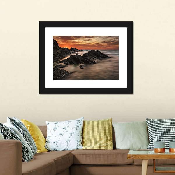 Sunrise At Sinemorets Village Canvas Wall Art-1 Piece-Framed Print-20" x 16"-Tiaracle