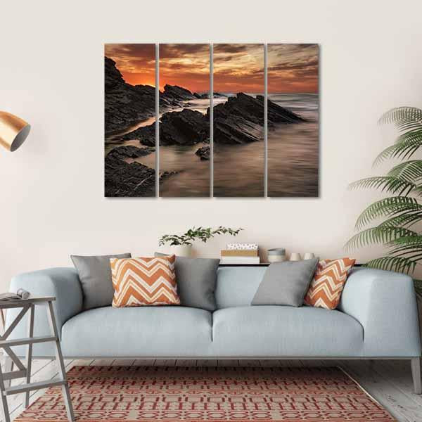 Sunrise At Sinemorets Village Canvas Wall Art-4 Horizontal-Gallery Wrap-34" x 24"-Tiaracle