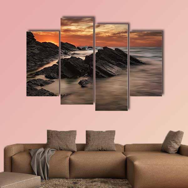 Sunrise At Sinemorets Village Canvas Wall Art-4 Pop-Gallery Wrap-34" x 20"-Tiaracle