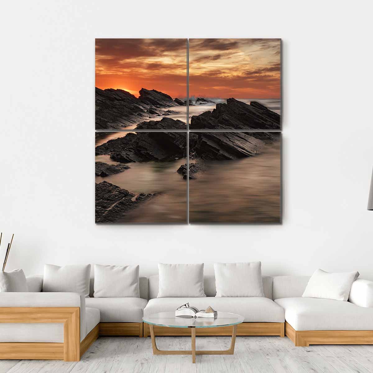 Sunrise At Sinemorets Village Canvas Wall Art-4 Square-Gallery Wrap-17" x 17"-Tiaracle