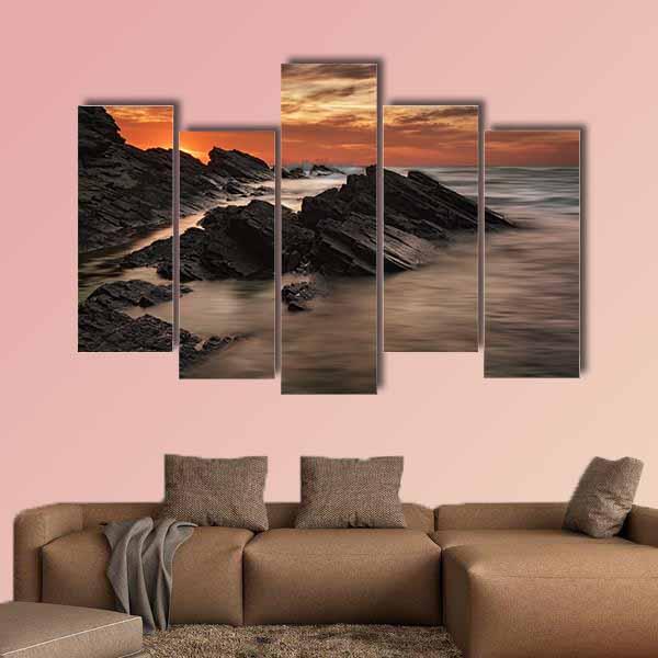 Sunrise At Sinemorets Village Canvas Wall Art-5 Pop-Gallery Wrap-32" x 21"-Tiaracle