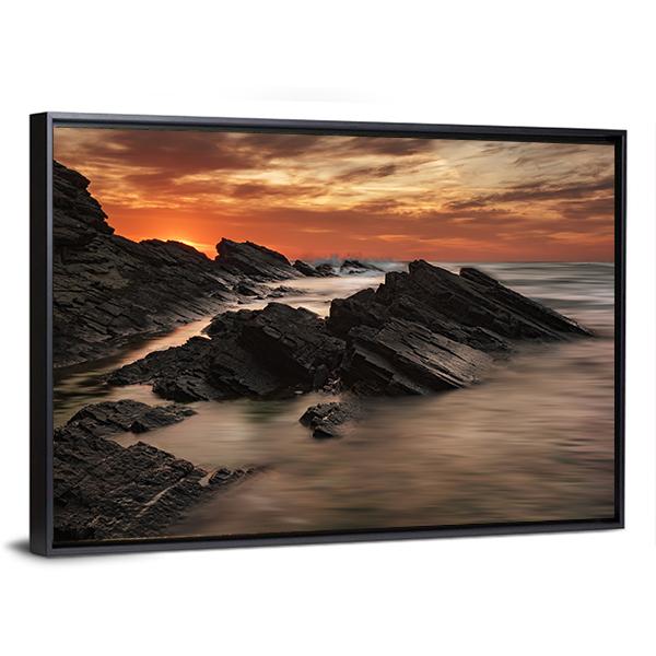 Sunrise At Sinemorets Village Vertical Canvas Wall Art-3 Vertical-Gallery Wrap-12" x 25"-Tiaracle