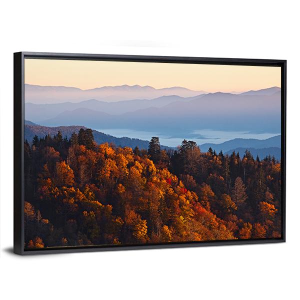 Sunrise At Smoky Mountains Canvas Wall Art-3 Horizontal-Gallery Wrap-25&quot; x 16&quot;-Tiaracle
