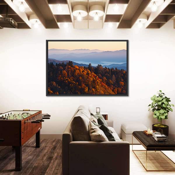 Sunrise At Smoky Mountains Canvas Wall Art-3 Horizontal-Gallery Wrap-25&quot; x 16&quot;-Tiaracle