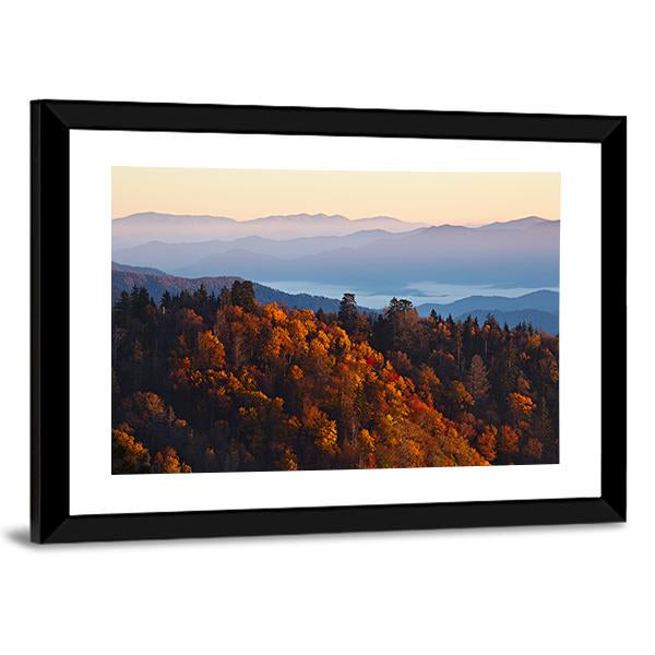Sunrise At Smoky Mountains Canvas Wall Art-3 Horizontal-Gallery Wrap-25" x 16"-Tiaracle