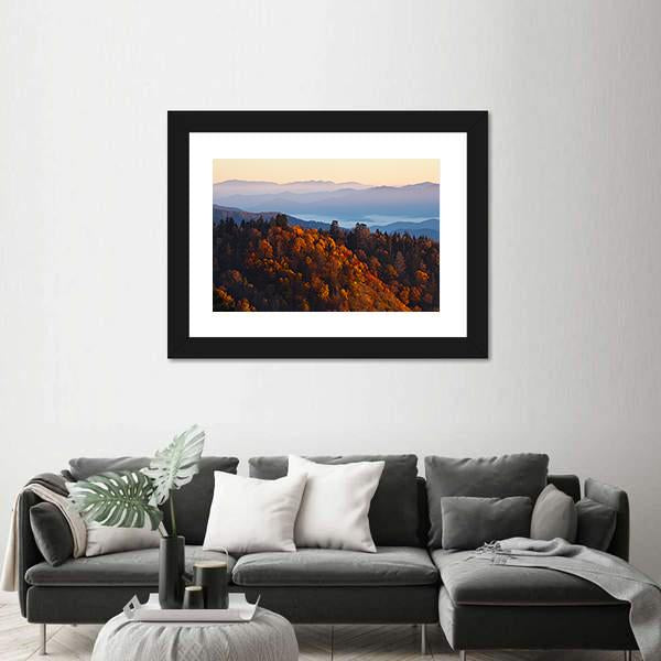 Sunrise At Smoky Mountains Canvas Wall Art-3 Horizontal-Gallery Wrap-25&quot; x 16&quot;-Tiaracle