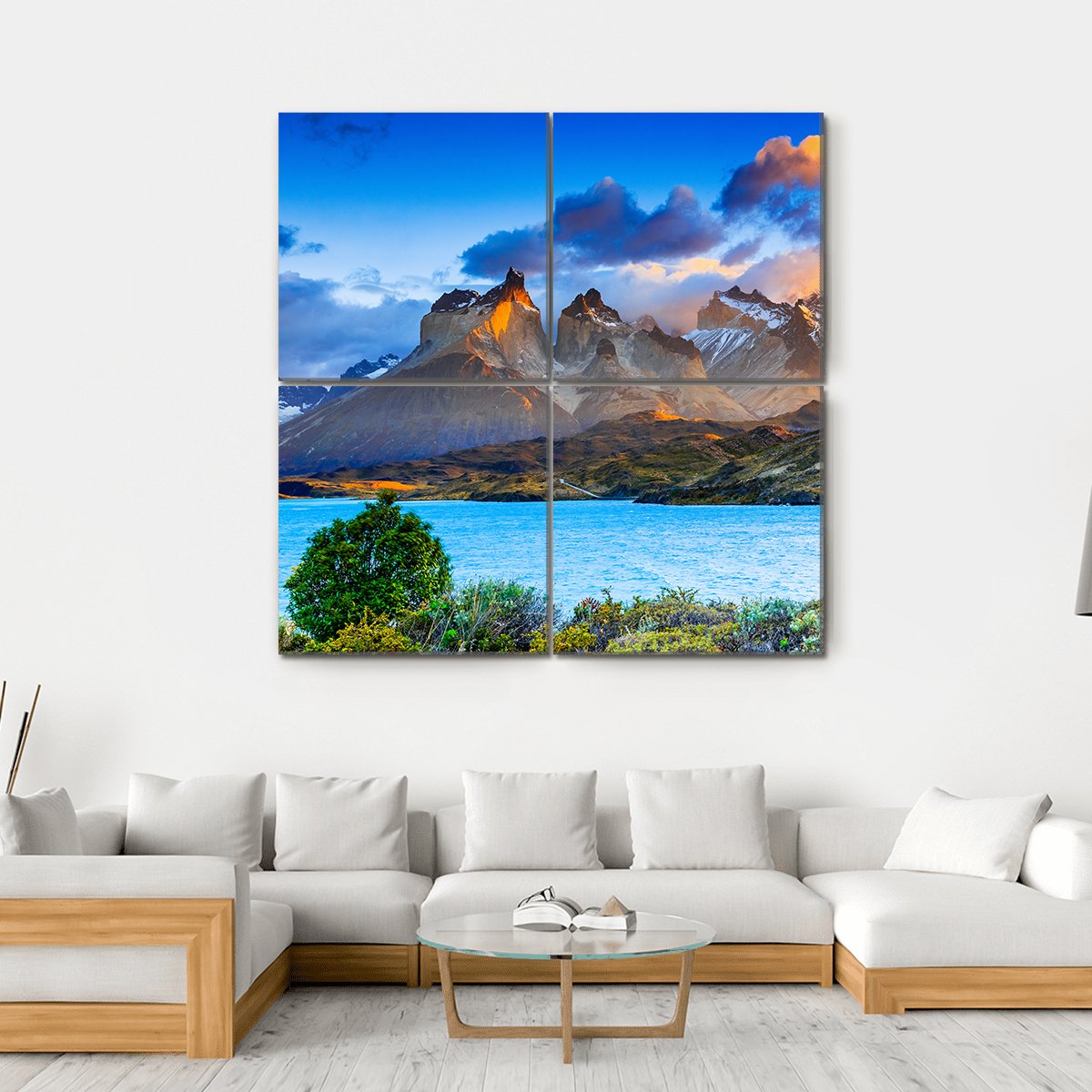 Sunrise At The Pehoe Lake Canvas Wall Art-4 Square-Gallery Wrap-17" x 17"-Tiaracle