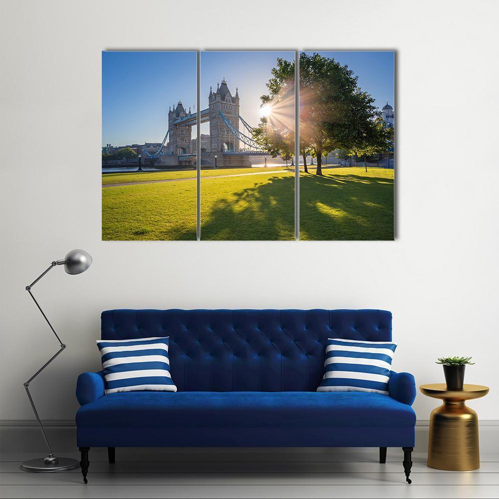 Sunrise At Tower Bridge Canvas Wall Art-3 Horizontal-Gallery Wrap-37" x 24"-Tiaracle