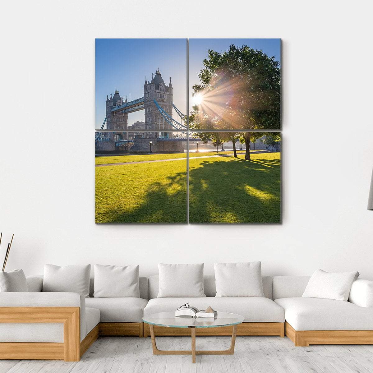 Sunrise At Tower Bridge Canvas Wall Art-4 Square-Gallery Wrap-17" x 17"-Tiaracle