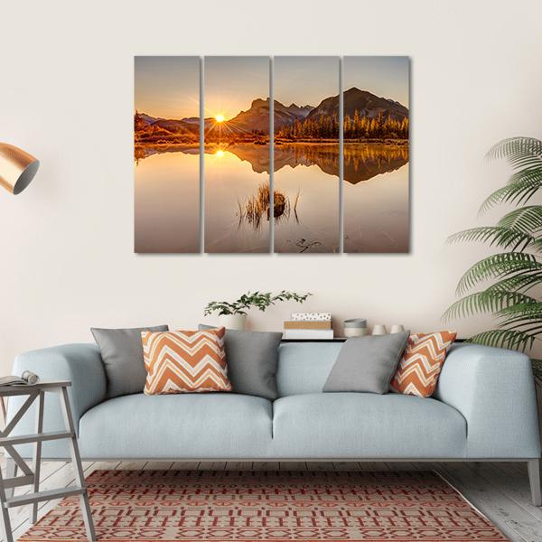 Sunrise At Vermilion Lakes Canvas Wall Art-4 Horizontal-Gallery Wrap-34" x 24"-Tiaracle