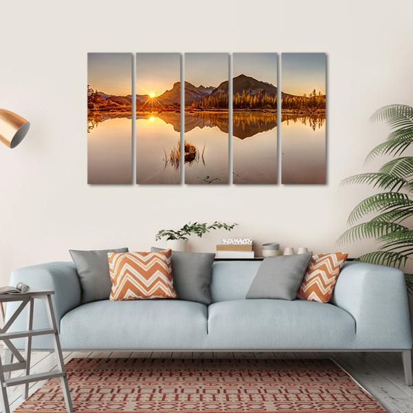 Sunrise At Vermilion Lakes Canvas Wall Art-5 Horizontal-Gallery Wrap-22" x 12"-Tiaracle