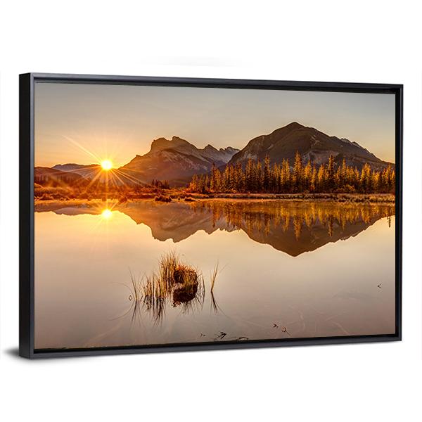 Sunrise At Vermilion Lakes Canvas Wall Art-3 Horizontal-Gallery Wrap-25" x 16"-Tiaracle