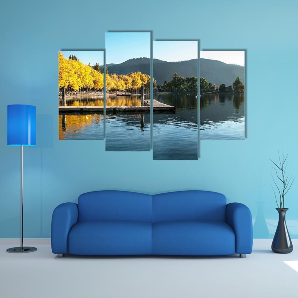 Sunrise At Wapato Resort On Lake Chelan Canvas Wall Art-4 Pop-Gallery Wrap-50" x 32"-Tiaracle
