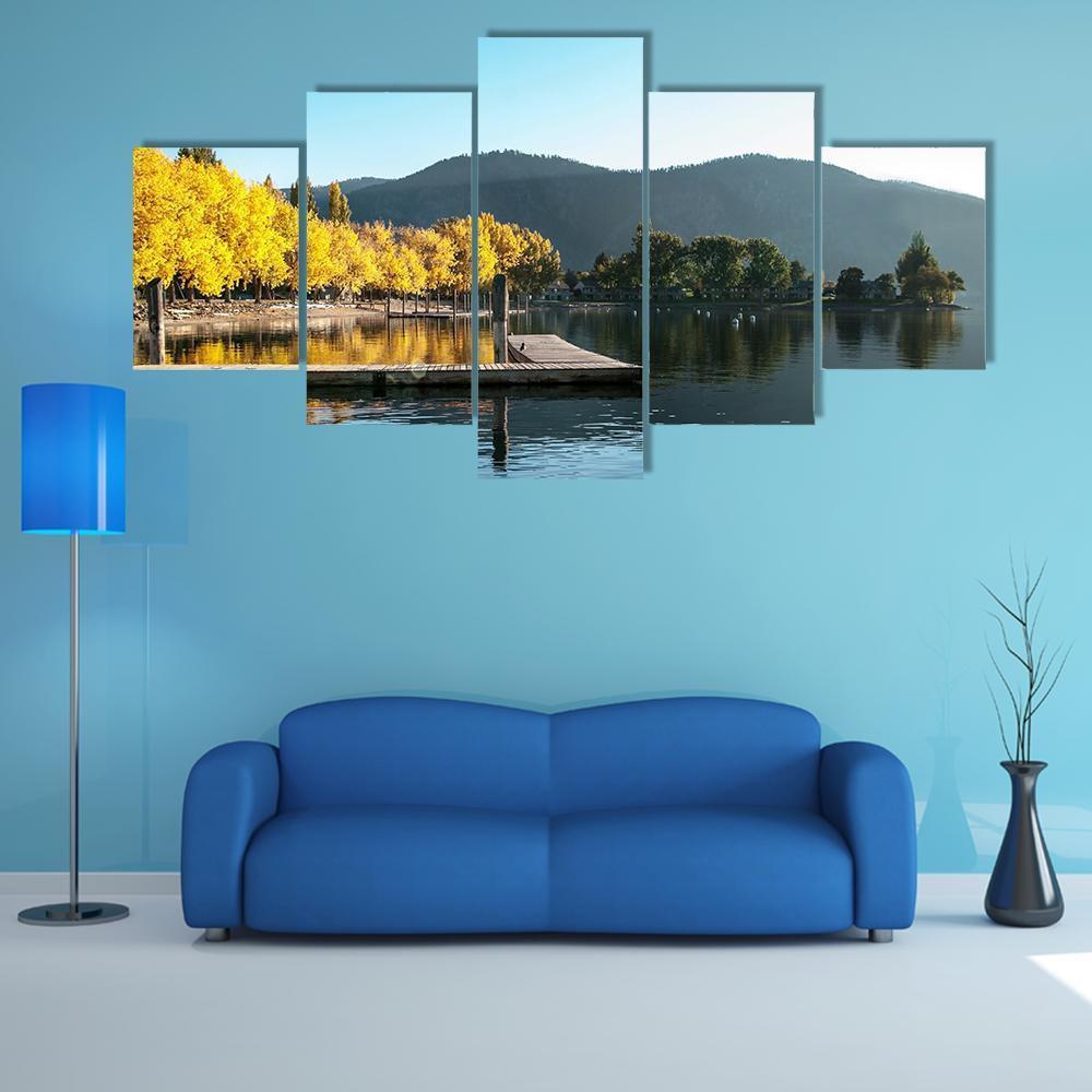 Sunrise At Wapato Resort On Lake Chelan Canvas Wall Art-5 Star-Gallery Wrap-62" x 32"-Tiaracle