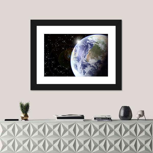 Sunrise From Space Canvas Wall Art-1 Piece-Framed Print-20" x 16"-Tiaracle
