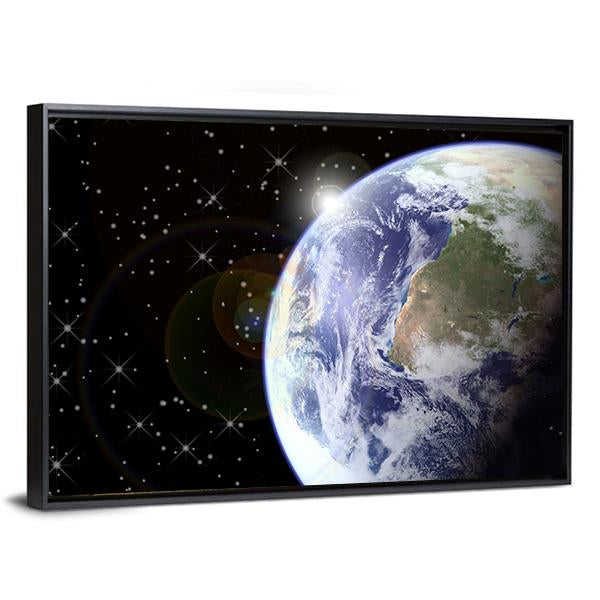 Sunrise From Space Canvas Wall Art-3 Horizontal-Gallery Wrap-25" x 16"-Tiaracle