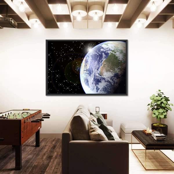 Sunrise From Space Canvas Wall Art-3 Horizontal-Gallery Wrap-25" x 16"-Tiaracle