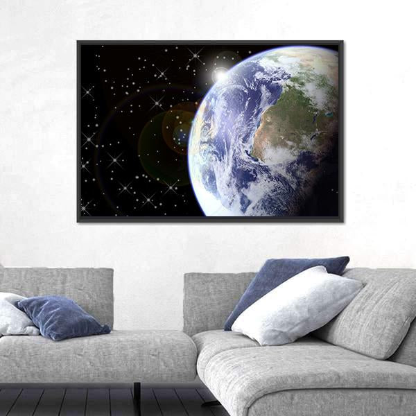 Sunrise From Space Canvas Wall Art-3 Horizontal-Gallery Wrap-25" x 16"-Tiaracle