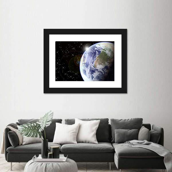Sunrise From Space Canvas Wall Art-3 Horizontal-Gallery Wrap-25" x 16"-Tiaracle